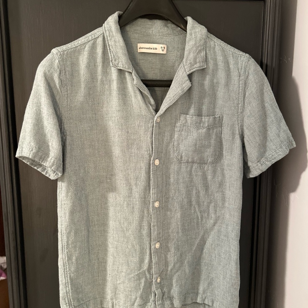 Abercrombie Kids Resort Short Sleeve Linen Blend Casual Button Down Shirt